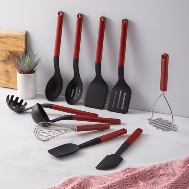 KitchenAid 10-Piece Silicone and Stainless Steel Kitchen Utensil Set in Red
