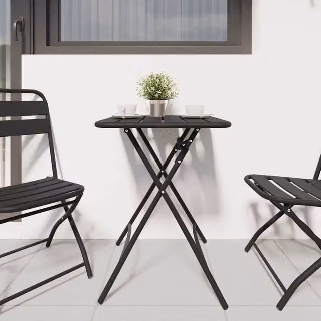 Berkfield Home Modern Foldable Garden Table in Anthracite Steel, W/D/H: 55 x 55 x 73 cm – 1