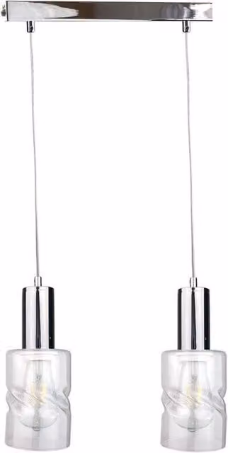 Netlighting Cross Bar Pendant Ceiling Light in Silver with Transparent Glass, 50cm, 2x E27