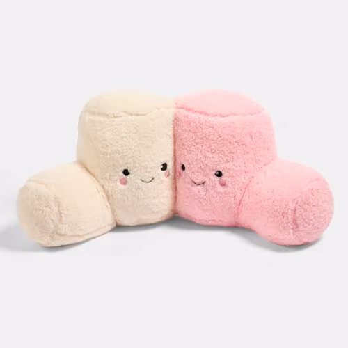 OHS Marshmallow Cuddle Cushion in Pink and White, Soft Flannel Fleece Support Pillow with Arms – 3