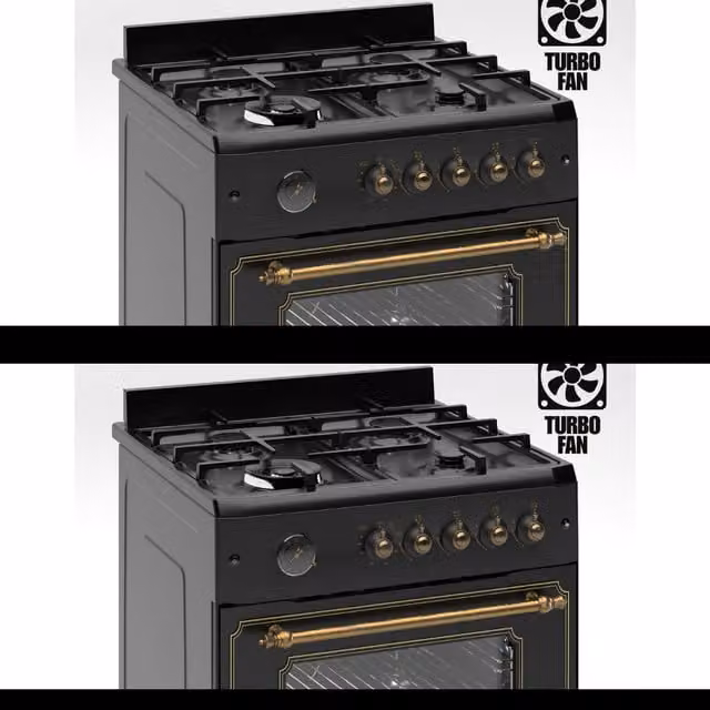 Ferre 60cm Freestanding Gas Cooker with Wok Burner in Matte Black