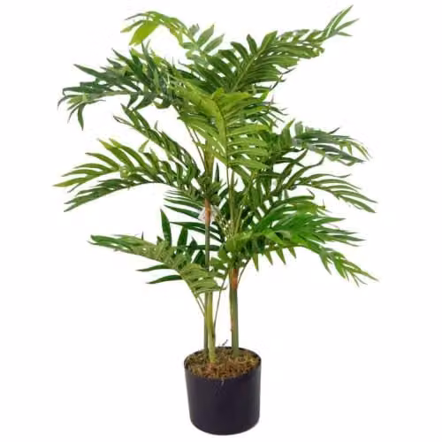 Leaf Design UK Large Realistic Artificial Areca Palm Tree in Green and Black, Height: 80 cm