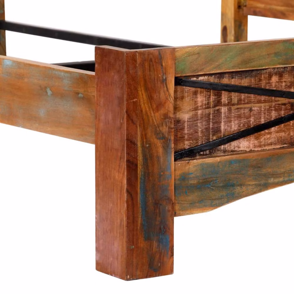 Berkfield Home Durable Super King Bed Frame in Multicolour Solid Reclaimed Wood, W/D/H: 180 x 200 x 74 cm – 4