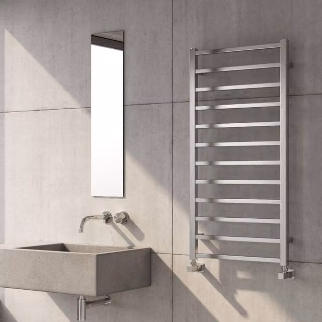 Reina Arden Stainless Steel Heated Towel Rail in Silver, W/H: 500 x 500 mm – 2