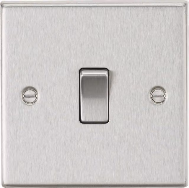 Knightsbridge 10AX 1G Intermediate Switch in Brushed Chrome with Square Edge Design CS12BC