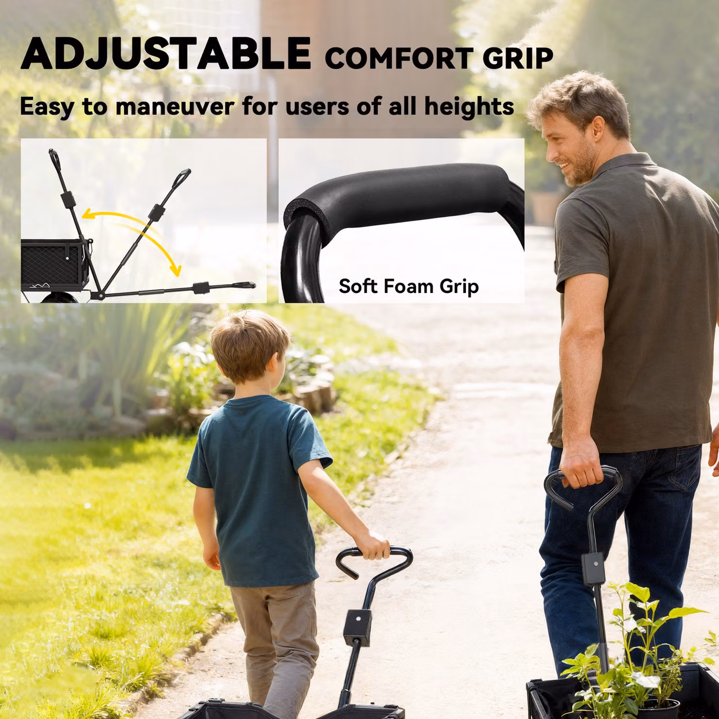 Outsunny 114L Steel Frame Garden Cart Trolley - Black – 6