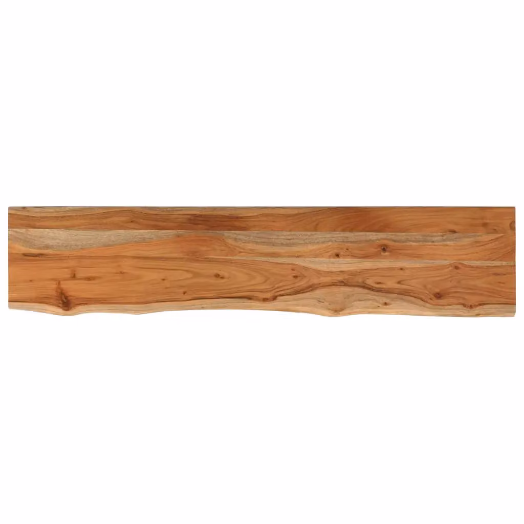 Berkfield Home Rectangular Acacia Wood Wall Shelf with Live Edge in Brown, W: 110 cm, D: 20 cm, H: 2.5 cm – 2