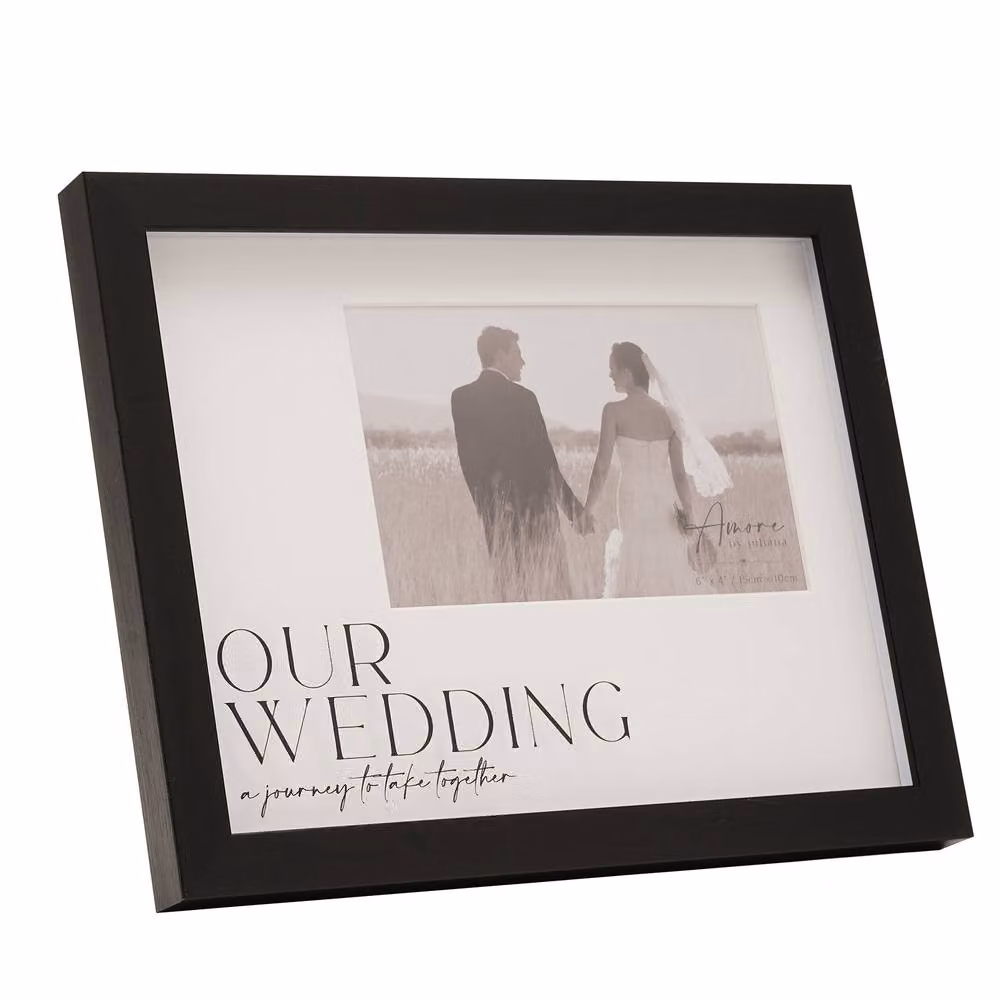 Juliana Amore Black Rectangular Single Wedding and Anniversary Tabletop Photo Frame, 15.24 x 15.24 cm – 2