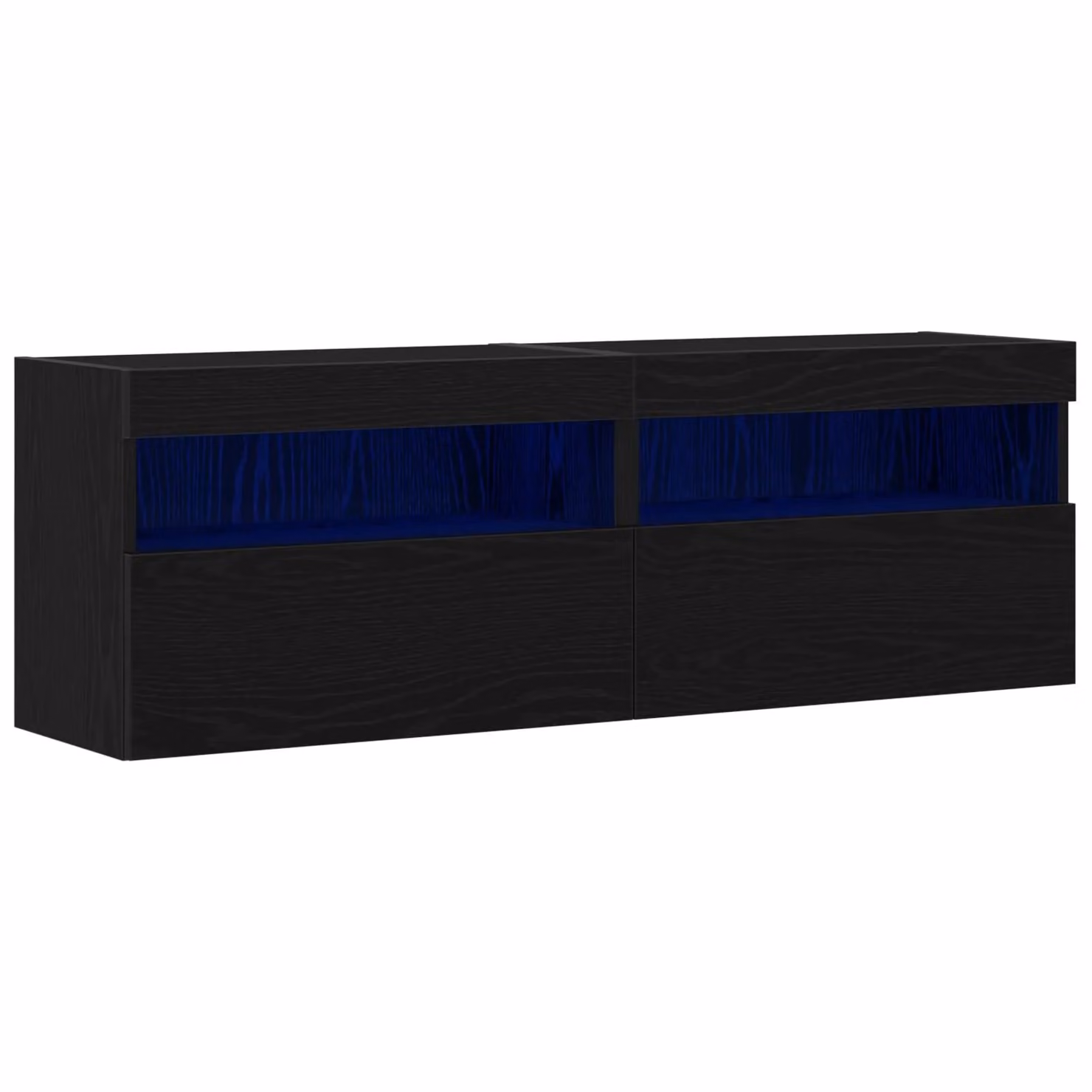 Berkfield Home Set of 2 Modern Wall Mounted TV Cabinets with Integrated LED Lighting in Black Oak, W/D/H: 60 x 40 x 40 cm – 2