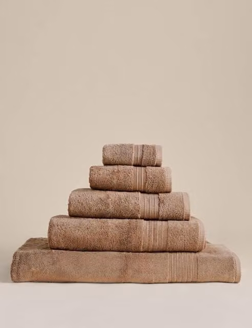 M&S Egyptian Cotton Fluffy Quick Drying Towel in Caramel Brown