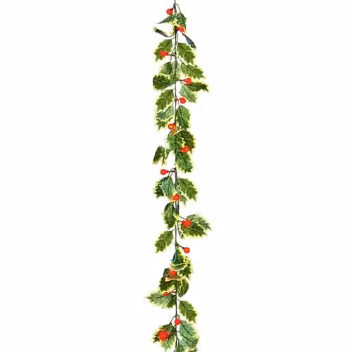 Samuel ALEXANDER Green Artificial Berry Garland with 35 Warm White Battery Operated LEDs, 1.8m – 4