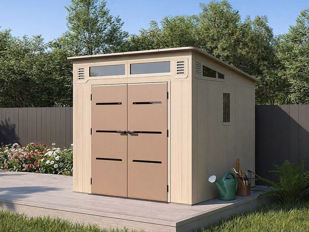 Vente-unique Brown Resin Lean-To Garden Shed with Floor and Window – 2