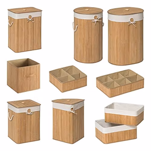 Orsina Kankyo Bamboo Square Laundry Hamper with Lid and Removable Bag, Brown – 2