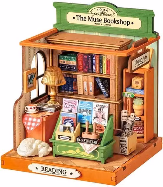 Syntego DIY The Muse Bookshop Miniature House Kit, Multicolour