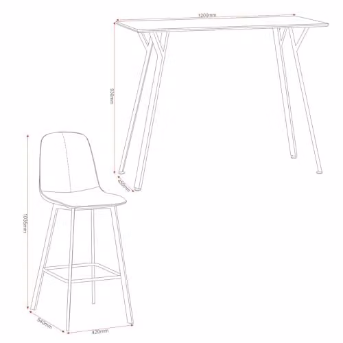 Seconique Quebec Industrial Bar Table and 2 Chair Set in Grey and Black Concrete Effect – 3