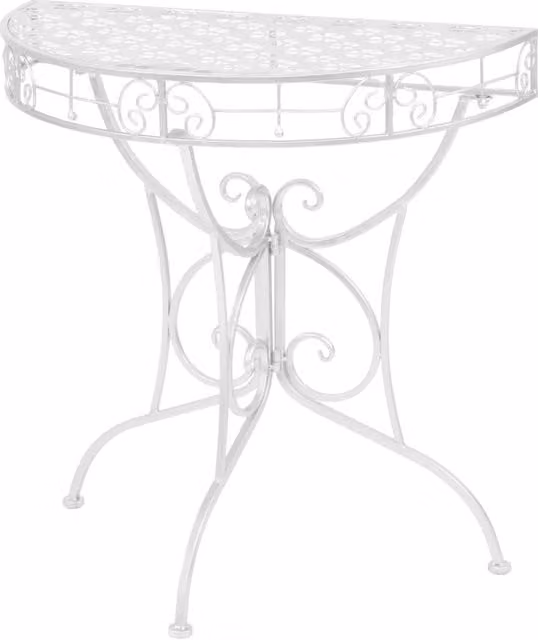 Berkfield Home Vintage Style Half Round Metal Side Table in Silver, W/D/H: 72 x 36 x 74 cm