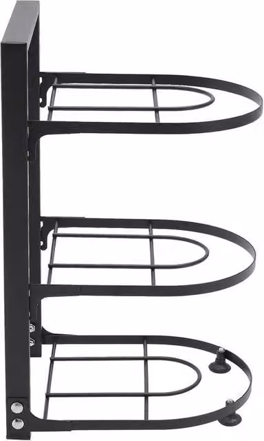 KORVIXA 3 Tier Metal Kitchen Pan and Pot Stand Rack Holder in Black, W/D/H: 100 x 100 x 100 cm