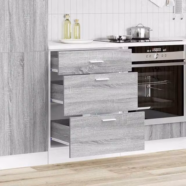 Berkfield Home Kitchen Base Cabinet in Grey Sonoma Matt Engineered Wood, H 81.5 x W 60.0 x D 46.0 cm – 1