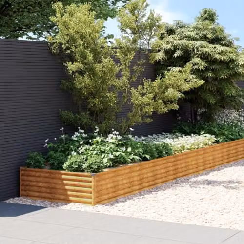 vidaXL Brown Corten Steel Raised Bed for Vegetable, Herb or Ornamental Gardens W: 579 cm, D: 100 cm, H: 36 cm – 2