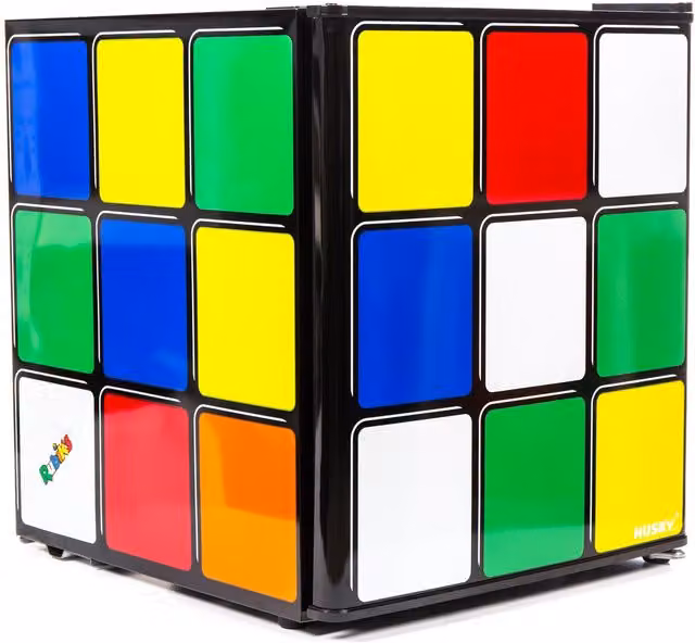 Husky HUS-HU231 Rubiks Cube Mini Fridge in Black and Multicolour – 8