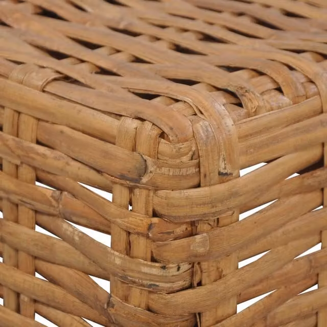 Berkfield Home Decorative Coffee Table in Brown Natural Rattan and Mango Wood, W/D/H: 47 x 47 x 28 cm