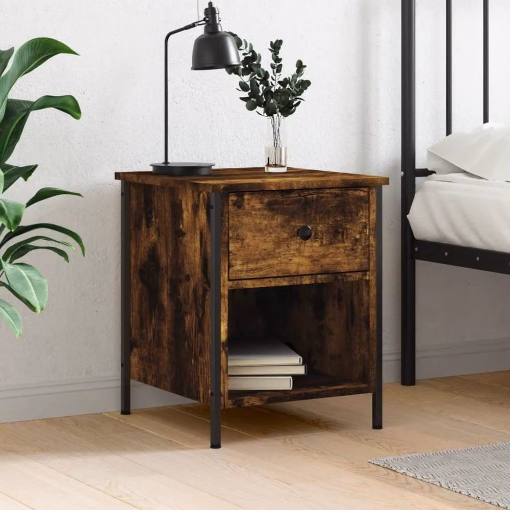 Berkfield Home Smoked Oak Bedside Cabinet in Brown, W/D/H: 40 x 42 x 50 cm – 2
