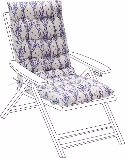 Gardenista Lavender Purple Printed Outdoor High Back Garden Rocking Chair Cushion and Seat Pad with Water Repellent Cotton Ties