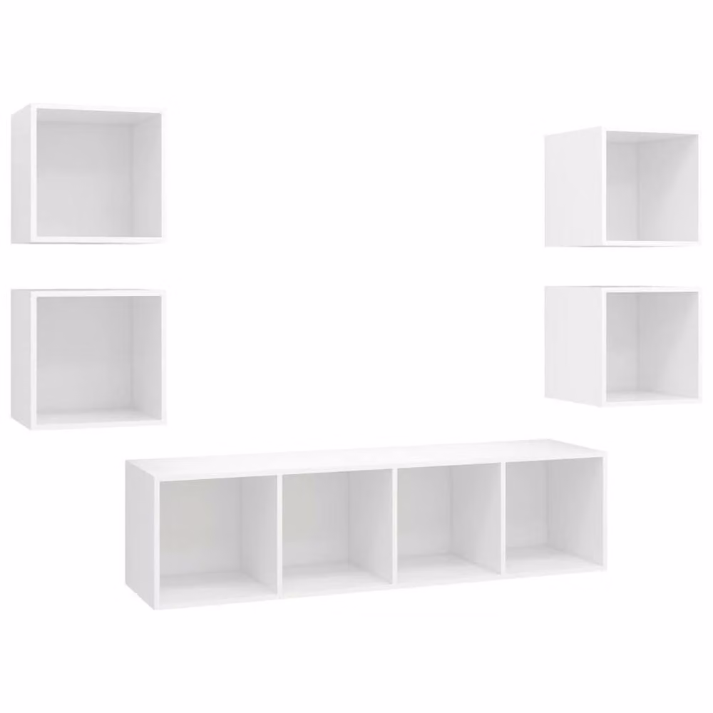Berkfield Home 5 Piece White Minimalist TV Cabinet Set in Matt Engineered Wood – 2