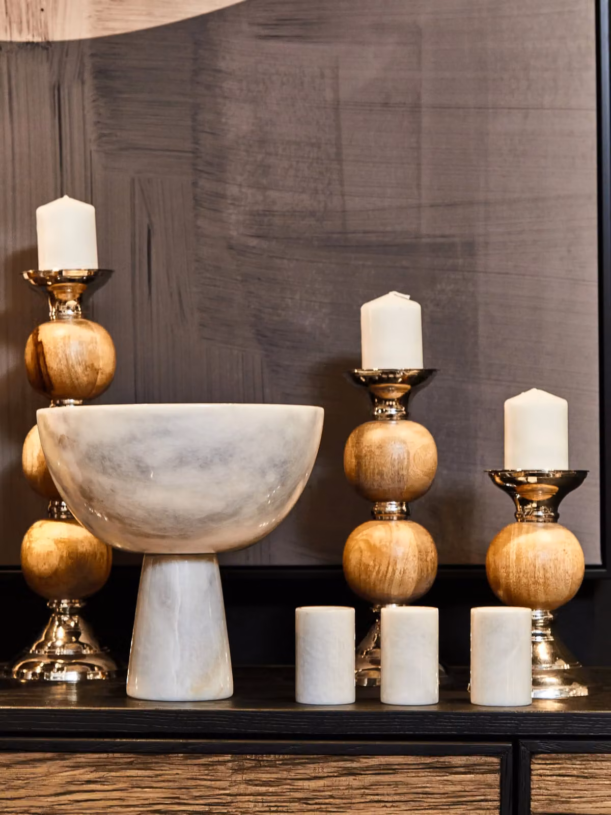 Orsina Hampstead Medium Pillar Candle Holder in Silver, Brown or Beige – 3