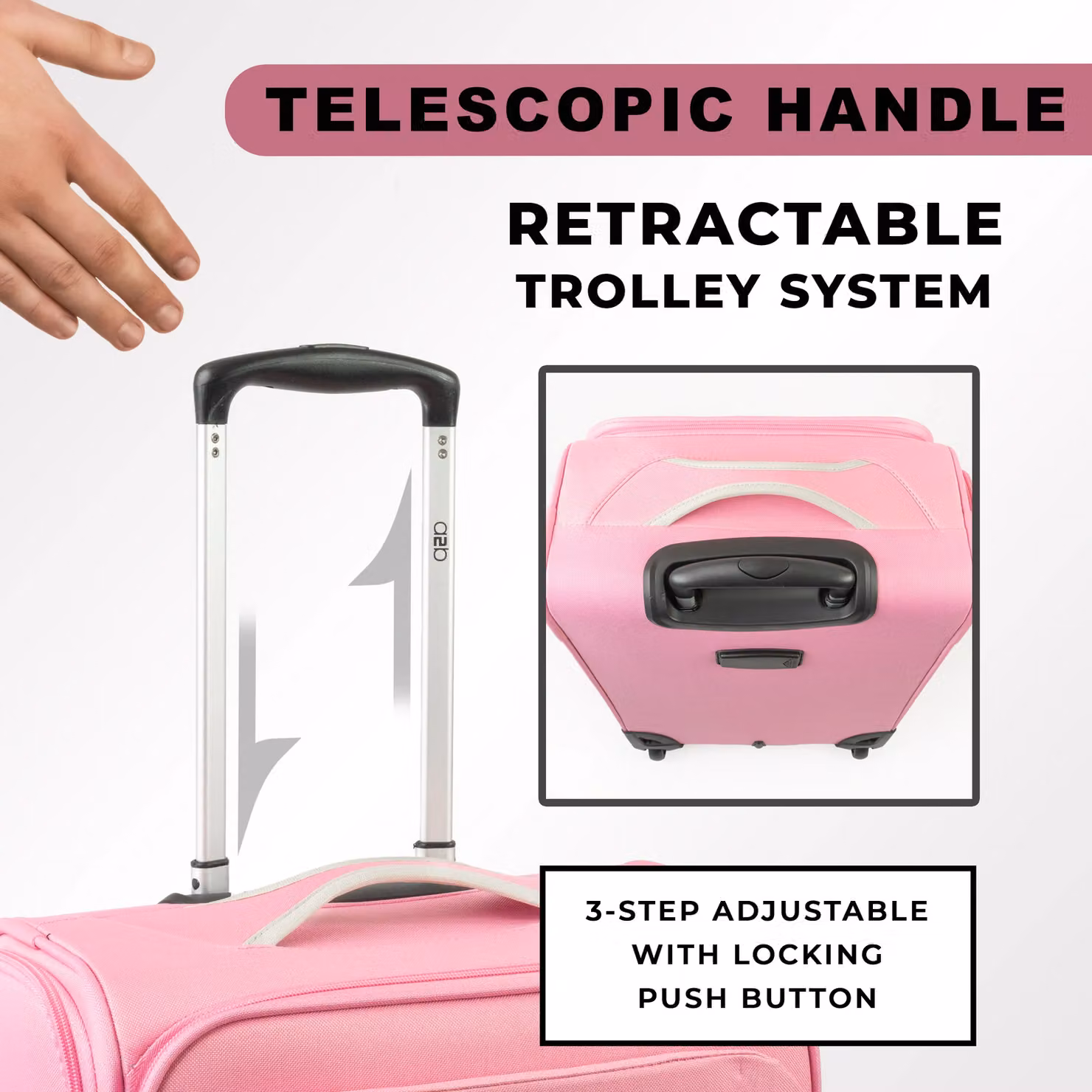 A2B Odyssey 4 Piece Soft Sided Lightweight Suitcase Set in Pink – 5