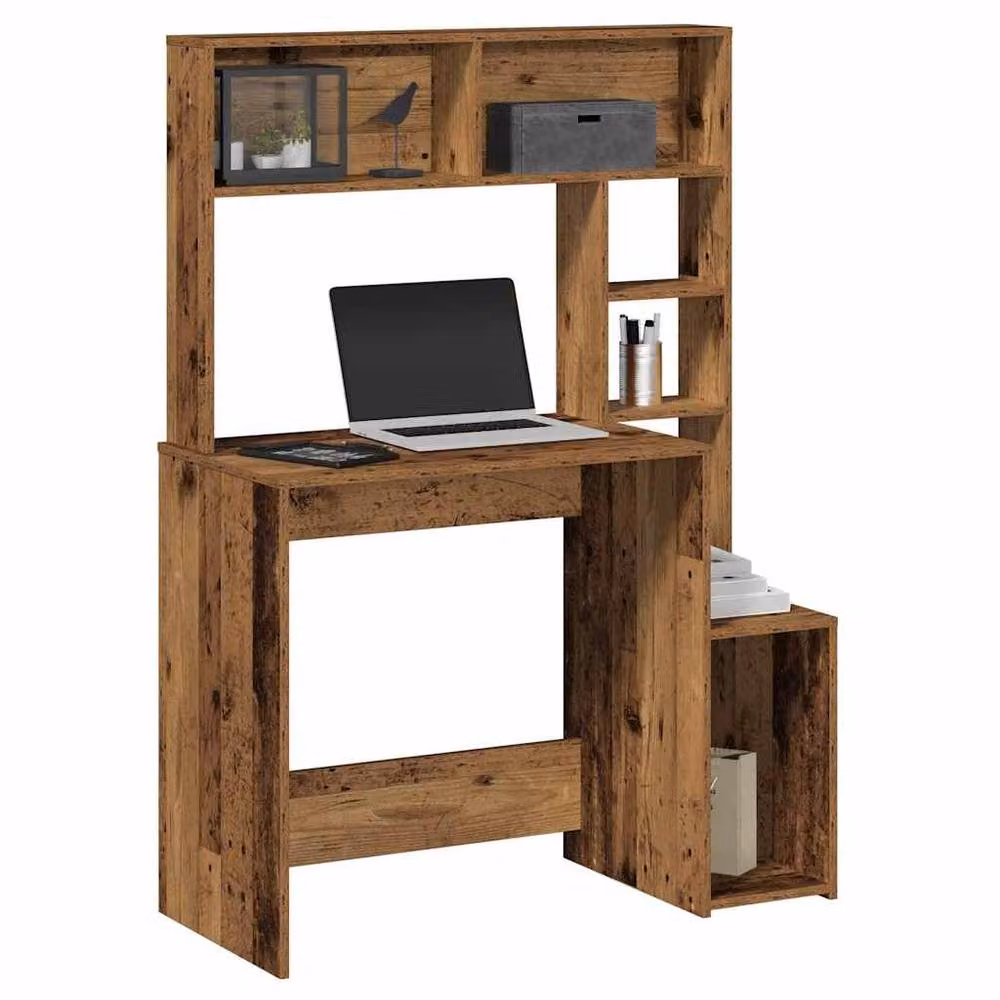 Berkfield Home Decorative Writing Desk with Shelves in Brown Old Wood, W/D/H: 100 x 45 x 140 cm – 2