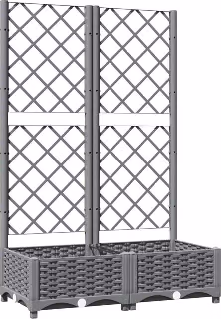 Berkfield Home Garden Planter with Trellis in Light Grey, W/D/H: 80 x 40 x 121.5 cm – 1