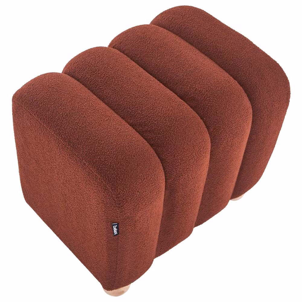 Wyld and Coco Boucle Teddy Pouffe in Brown with Wooden Legs – 4