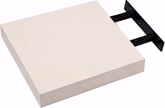 Spot On Dealz White Glossy Wooden Floating Wall Shelves for Bedroom, Living Room or Kitchen, W/D/H: 30 x 23.5 x 4 cm