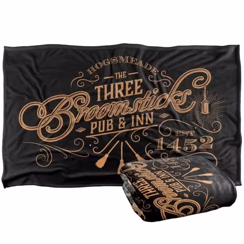 Warner Bros. Harry Potter Three Broomsticks Super Soft Fleece Throw Blanket, Multicolour, W: 91.44 cm x L: 147 cm