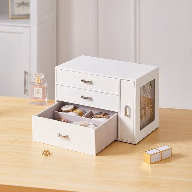 Livingandhome Solid White Jewelry Organizer Box