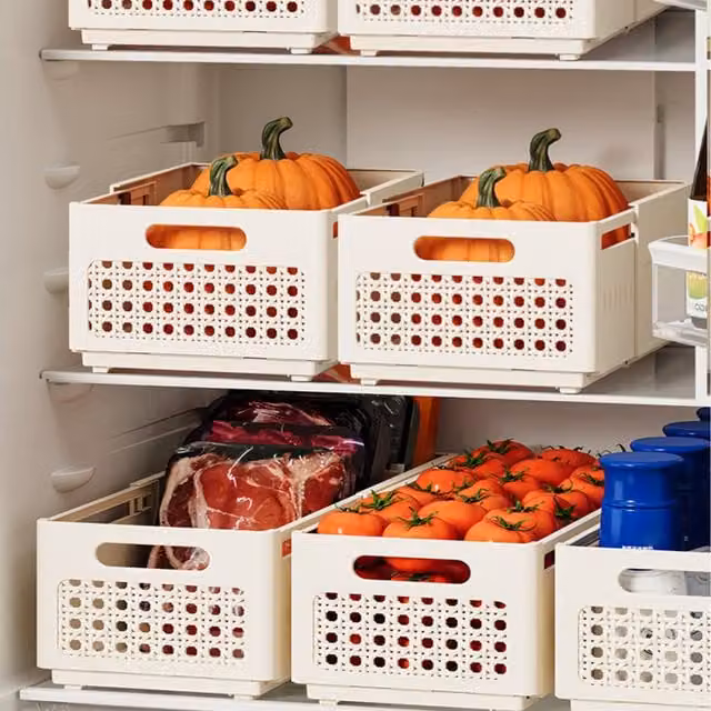 Livingandhome Collapsible and Expandable Plastic Storage Bin Organiser in White, W: 25 cm