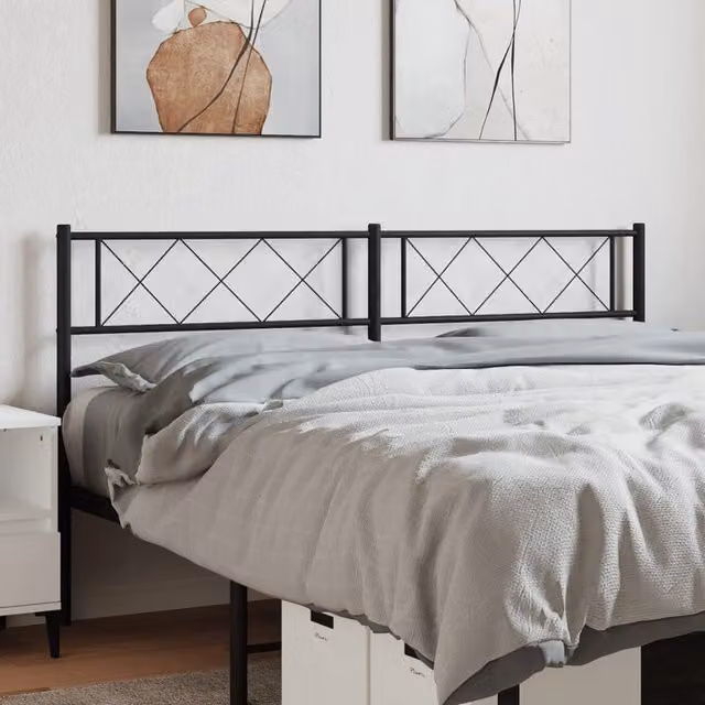 Berkfield Home Classic Metal Headboard in Black, Width: 150 cm