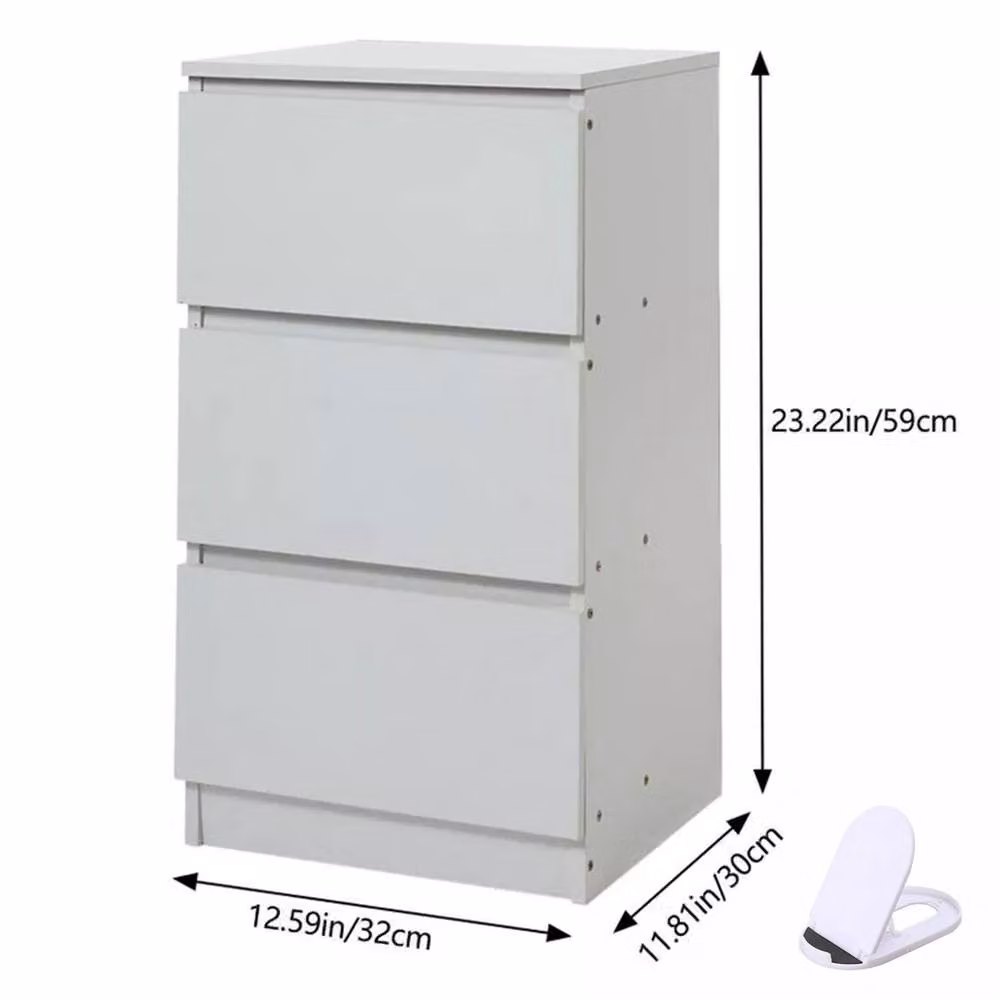 FORGEVIO Modern Bedside Table with Drawers in White – 2