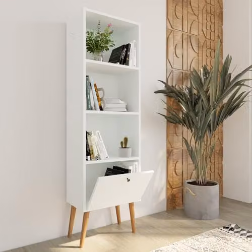 Bimossa Janus White Wooden Bookcase with Cabinet and 3 Shelves – 2