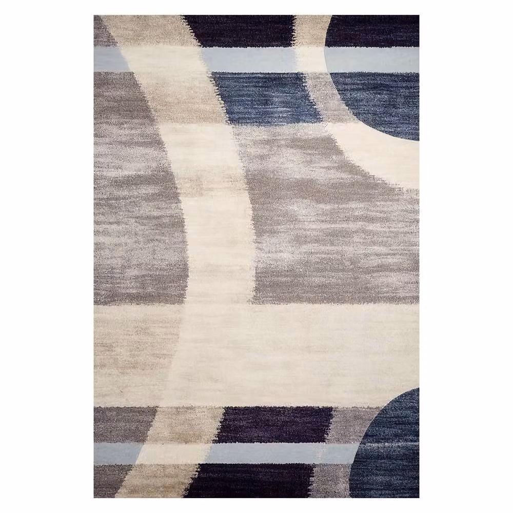 MCC Direct Modern Abstract Rectangular Microfibre Rug in Blue, W/D: 120 x 160 cm – 2