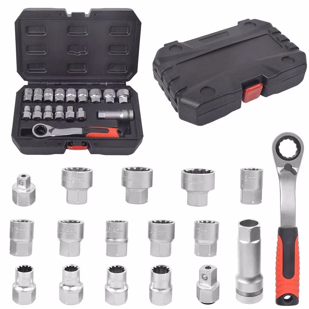 Nordara 17-Piece Pass Thru Ratchet Socket Set, 10-24mm, 1/2" and 3/8" Drive, Silver – 5