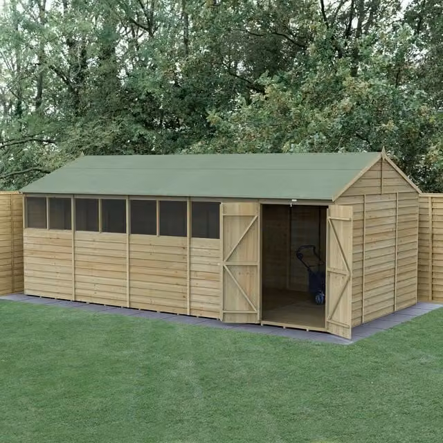 Forest Gardens 4LIFE Reverse Apex Lean-to Wood Shed in Brown with Double Doors and Floor
