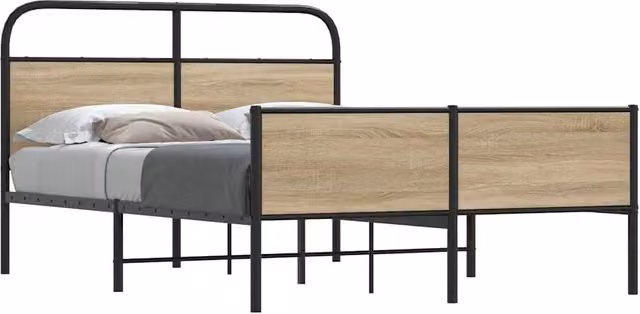 Berkfield Home Small Double Bed Frame in Sonoma Oak and Brown Engineered Wood, W/D/H: 120 x 200 cm – 1