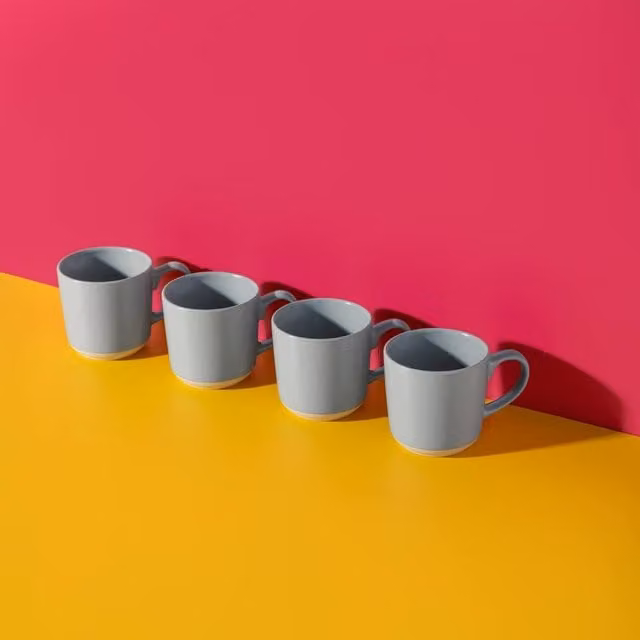 La Cafetiere Set of 4 Blue Ceramic Coffee Mugs