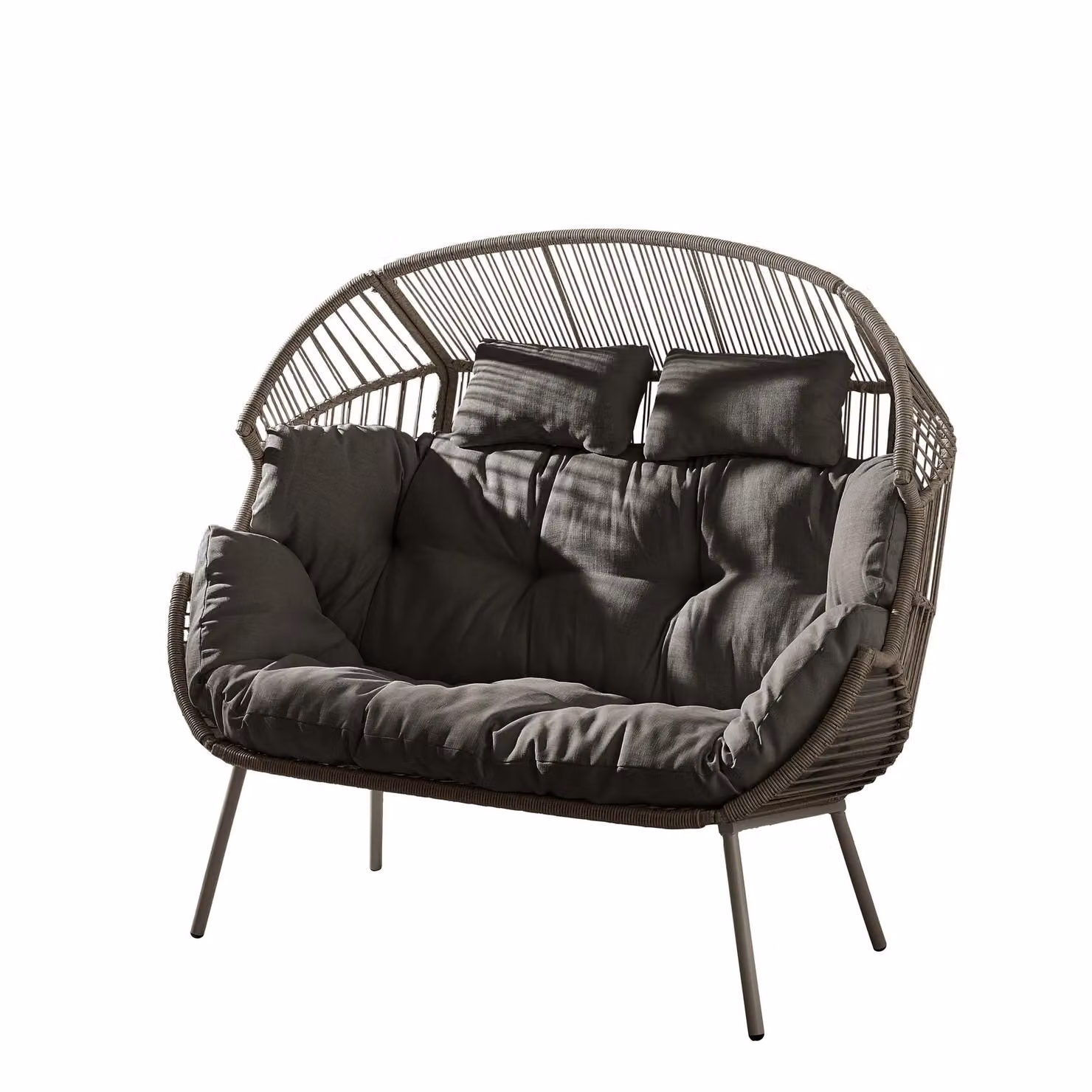FurnitureboxUK Egg Grey Rattan Double Chair for Indoor and Outdoor Use – 2