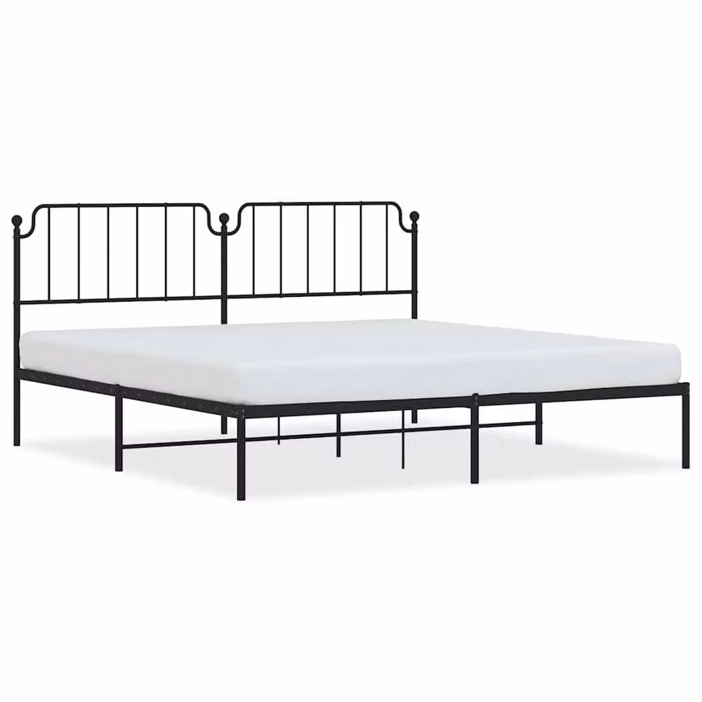 Berkfield Home Metal Bed Frame with Headboard in Black, W/D/H: 193 x 102 x 198 cm – 2