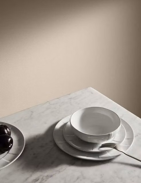 M&S x Kelly Hoppen 12 Piece White Textured Stoneware Dinner Set