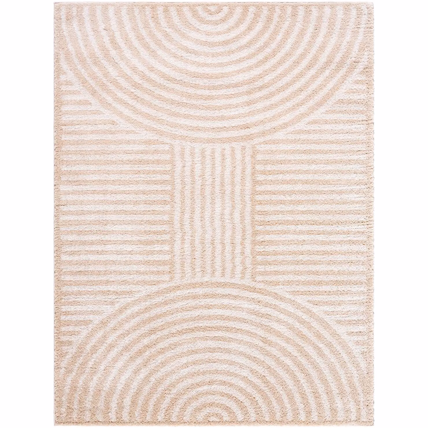 Livabliss Fossay Art Deco Machine Woven High Pile Washable Shag Rug in Beige, Brown, Green and Grey, W: 200 cm, D: 275 cm – 2