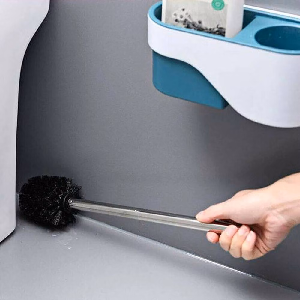 NESTLUNE 2-Piece Stainless Steel Freestanding Toilet Brush Set in Silver – 5